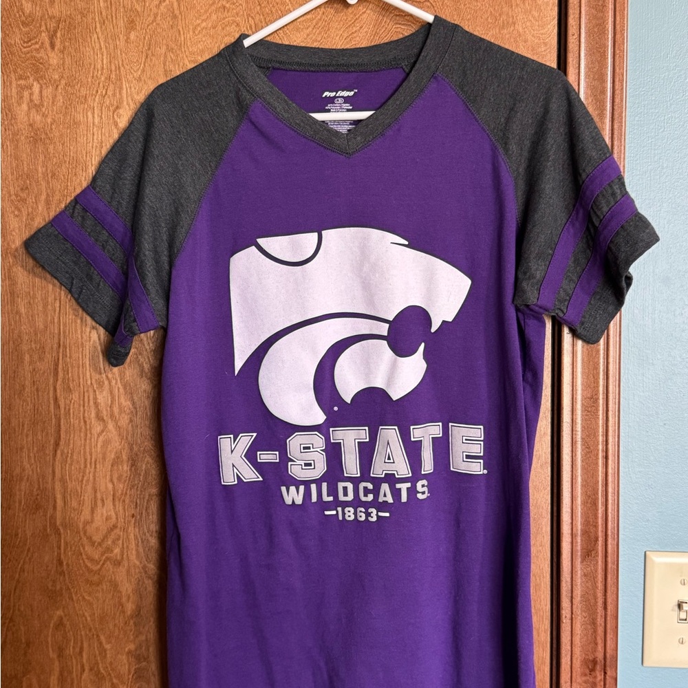 Pro Edge Purple & Charcoal K-State Wildcats Raglan Tee